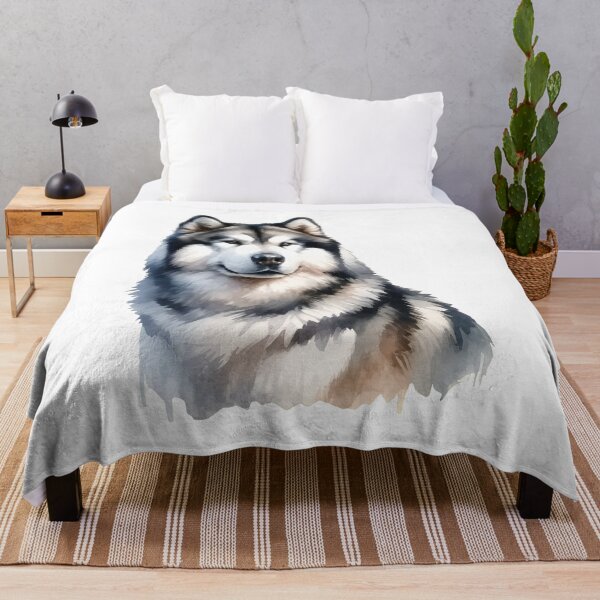 Item preview, Watercolor Alaskan Malamute Portrait Art designed and sold by OlyvieArt.