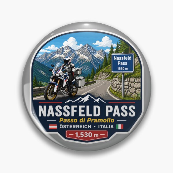 Item preview, Nassfeld Pass, Passo di Pramollo, Austria - Italy Motorcycle Sticker TShirt 02 designed and sold by OuterShellUK.