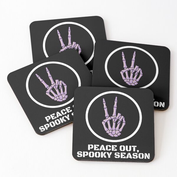 Item preview, Peace Out Spooky Season Skeleton Hand Peace Sign Halloween designed and sold by TeNovaStudio.