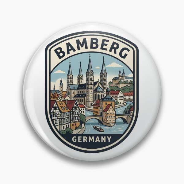 Item preview, Bamberg Germany Old Town Retro Travel Badge designed and sold by k3rstman1.