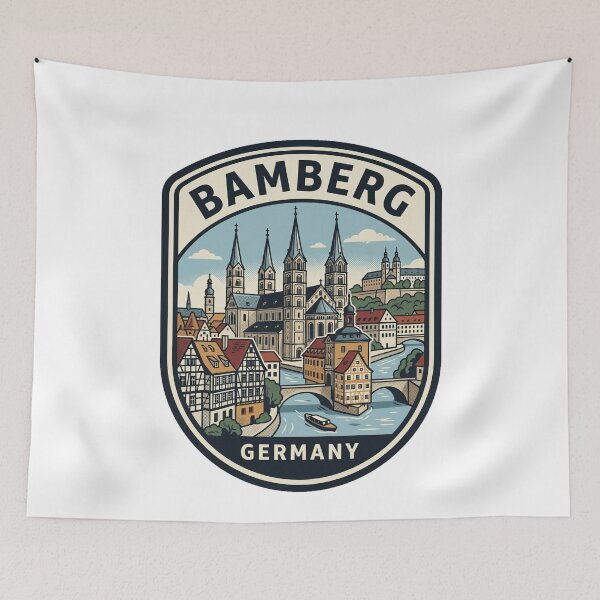 Item preview, Bamberg Germany Old Town Retro Travel Badge designed and sold by k3rstman1.