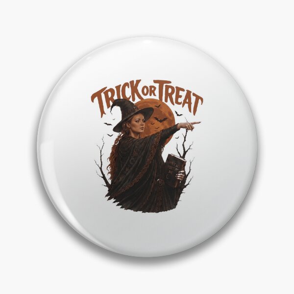 Item preview, Trick or Treat Halloween Witch Cunningham Pointing Vintage Spooky designed and sold by Glow-Paw-Studio.