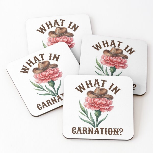 Item preview, What In Carnation Funny Cowboy Flower Pun Western Watercolor Illustration designed and sold by raedattia.