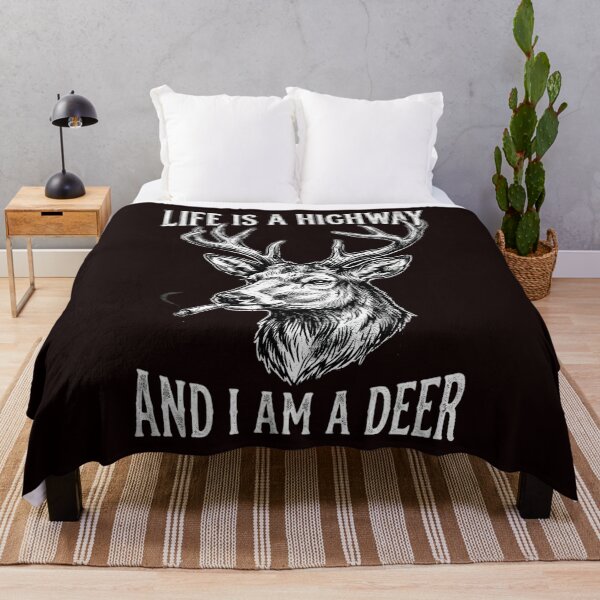 Item preview, Life is A Highway and I'm A Deer Funny Deer Smoking Meme designed and sold by w66aboo.