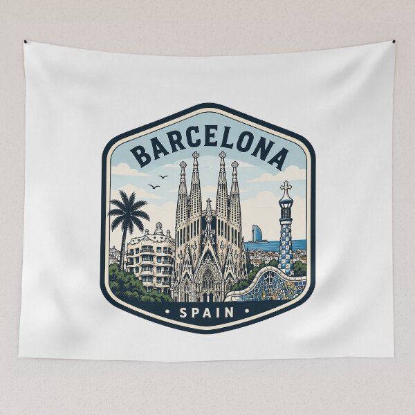 Item preview, Vintage Barcelona Spain Sagrada Familia Travel Emblem designed and sold by k3rstman1.