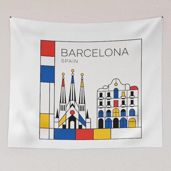 Item preview, Barcelona Mondrian style poster designed and sold by CMYKStudio.