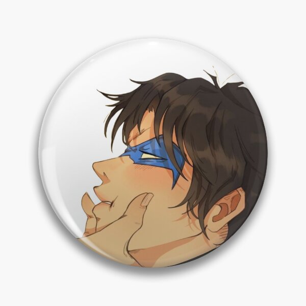 Item preview, Blushing Nightwing Held by the Chin DC Inspired Cute Superhero Artwork designed and sold by GeekMix.