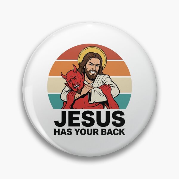 Item preview, Jesus Has Your Back Headlock Devil Vintage Retro Christian Jiu Jitsu Graphic designed and sold by raedattia.