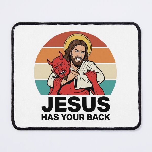 Item preview, Jesus Has Your Back Headlock Devil Vintage Retro Christian Jiu Jitsu Graphic designed and sold by raedattia.