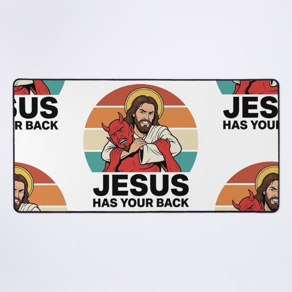 Item preview, Jesus Has Your Back Headlock Devil Vintage Retro Christian Jiu Jitsu Graphic designed and sold by raedattia.