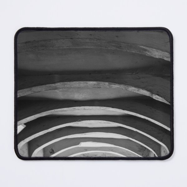 Item preview, Black and White Arched Tunnel Interior With Repeating Concrete Vaults and Dramatic Light designed and sold by Nmallia.