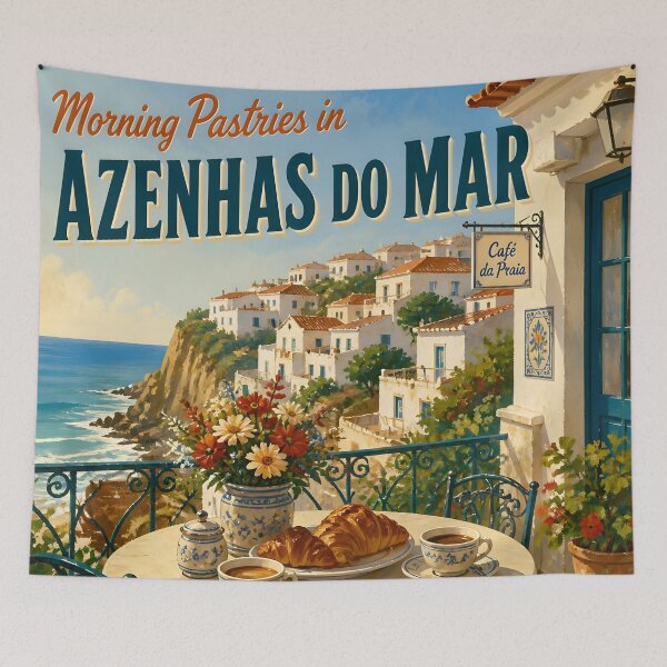 Item preview, Azenhas do Mar, Portugal: Scenic-Style Painterly Travel Poster designed and sold by LSVart.