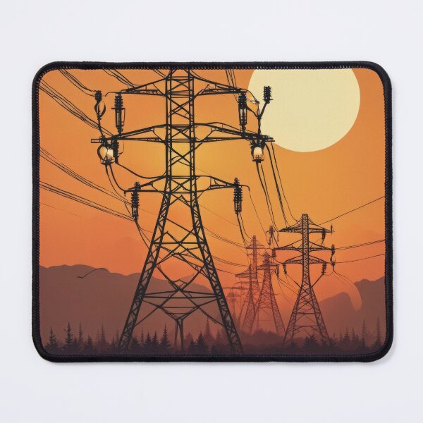 Item preview, Electricity Pylon Tower Sunset Silhouette Illustration designed and sold by Pylon-Bureau.