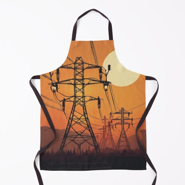 Item preview, Electricity Pylon Tower Sunset Silhouette Illustration designed and sold by Pylon-Bureau.