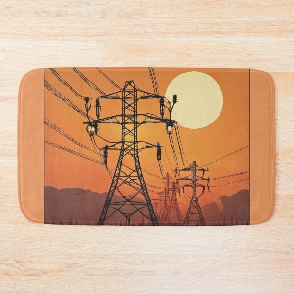 Item preview, Electricity Pylon Tower Sunset Silhouette Illustration designed and sold by Pylon-Bureau.