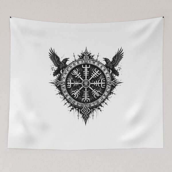 Item preview, Viking Vegvisir Raven Compass | Norse Runes | Nordic Warrior Symbol designed and sold by Bizon2910.