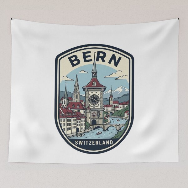 Item preview, Vintage Bern Switzerland Clock Tower Cityscape designed and sold by k3rstman1.