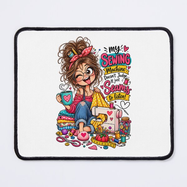 Item preview, My Sewing Machine Doesn’t Judge, It Just Seams to Listen – Funny Sewing Quote designed and sold by EverStitchStudio ★★★★★.