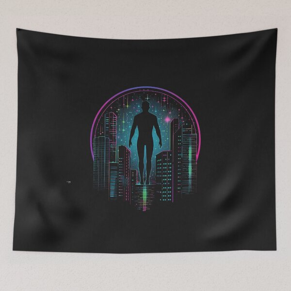 Item preview, alone in the neon crowd  designed and sold by RetroWaveArtCo.