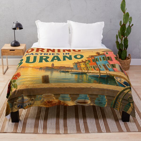 Item preview, Burano, Italy: Vintage-Style Painterly Travel Poster designed and sold by LSVart.
