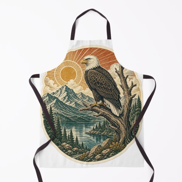 Item preview, Bald Eagle in the Mountain Lake Wild Animal Retro Outdoors Art designed and sold by VisualArtsOasis.