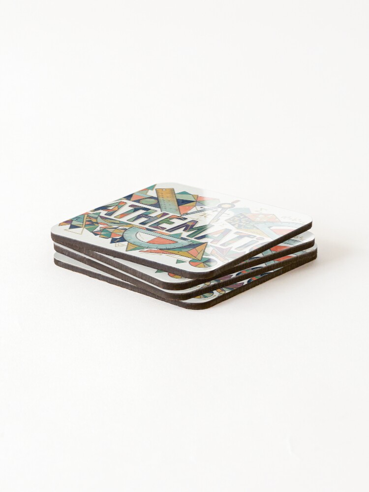 Thumbnail 4 of 5, Coasters (Set of 4), Modern Geometric Math Notebook Cover - Abstract Mathematics Pattern Journal designed and sold by MemoMetaverse.
