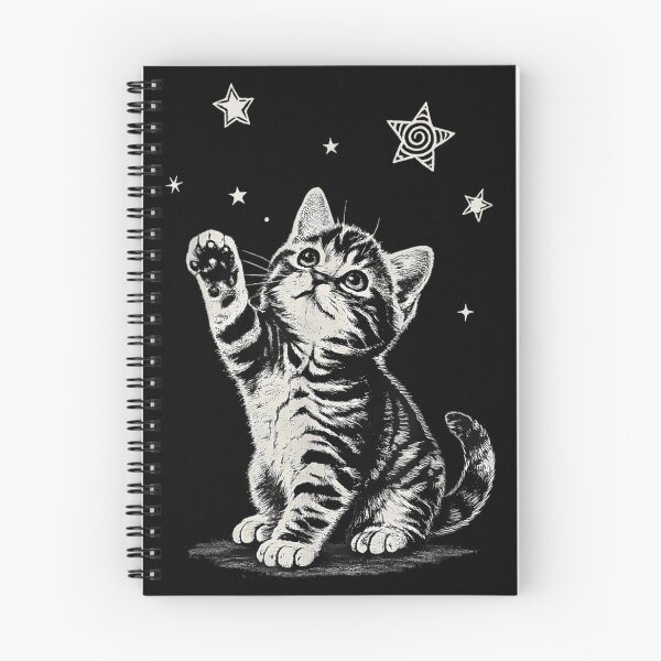 Item preview, Cute Vintage Hand Drawn Kitten Reaching For Stars Aesthetic Black White Cat designed and sold by MassonCalepon.