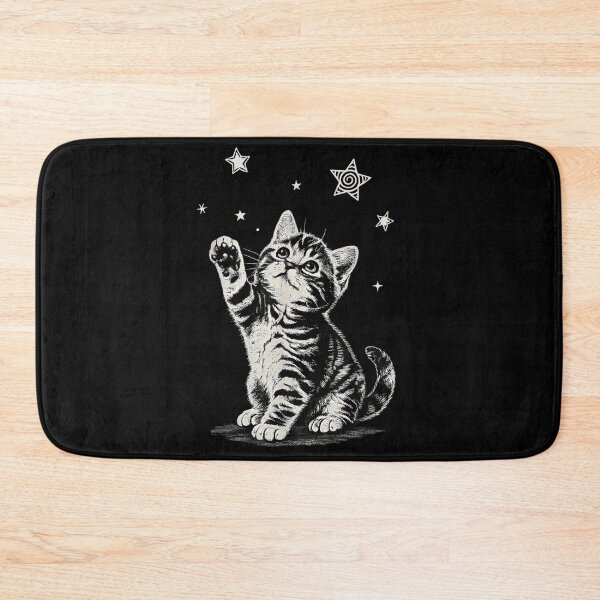 Item preview, Cute Vintage Hand Drawn Kitten Reaching For Stars Aesthetic Black White Cat designed and sold by MassonCalepon.
