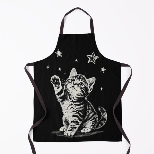 Item preview, Cute Vintage Hand Drawn Kitten Reaching For Stars Aesthetic Black White Cat designed and sold by MassonCalepon.