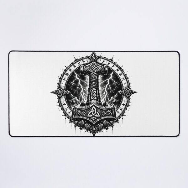 Item preview, Mjolnir – Hammer of Thor | Norse Viking Symbol | Nordic Rune Art designed and sold by Bizon2910.
