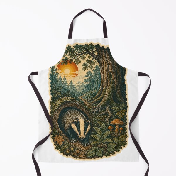 Item preview, European Badger in the Oak Woodland Wild Animal Retro Outdoors Art designed and sold by VisualArtsOasis.