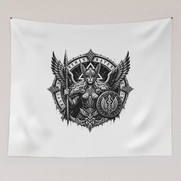 Item preview, Valkyrie – Norse Warrior Queen | Viking Shieldmaiden | Nordic Raven Art designed and sold by Bizon2910.