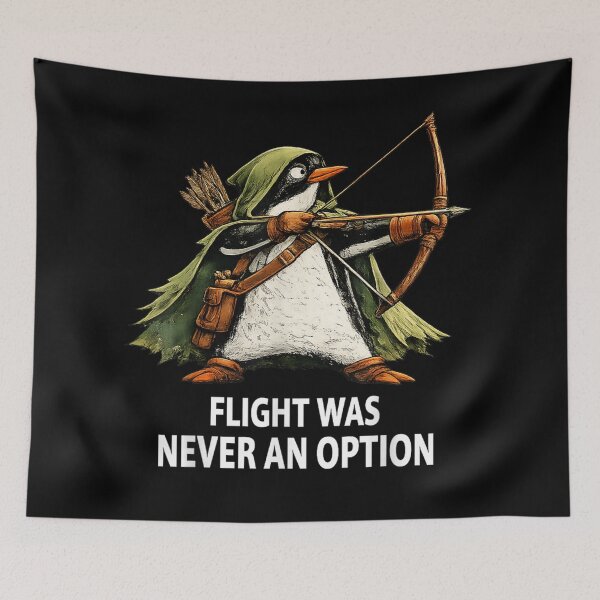 Item preview, Funny Warrior Archer Penguin Flight Was Never An Option Cool Vintage RPG Fantasy designed and sold by MassonCalepon.