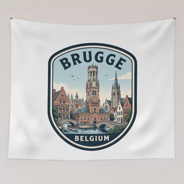 Item preview, Brugge Belgium Cityscape Vintage Travel Emblem designed and sold by k3rstman1.