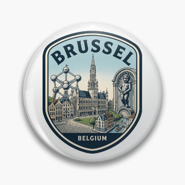 Item preview, Vintage Brussel Belgium Travel Badge Landmark Skyline designed and sold by k3rstman1.