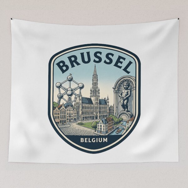 Item preview, Vintage Brussel Belgium Travel Badge Landmark Skyline designed and sold by k3rstman1.