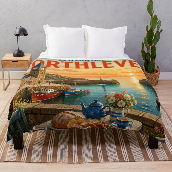 Item preview, Porthleven, Cornwall: Scenic-Style Painterly Coastal Travel Poster designed and sold by LSVart.