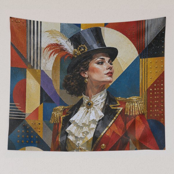 Item preview, The Lady Ringmaster, Queen of the Circus cubistic painting. designed and sold by GalleryKauffeld.