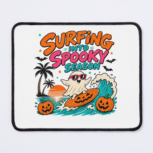 Item preview, Surfing Into Spooky Season Halloween Surfer Ghost Pumpkin Retro Beach Design designed and sold by ASMR10.
