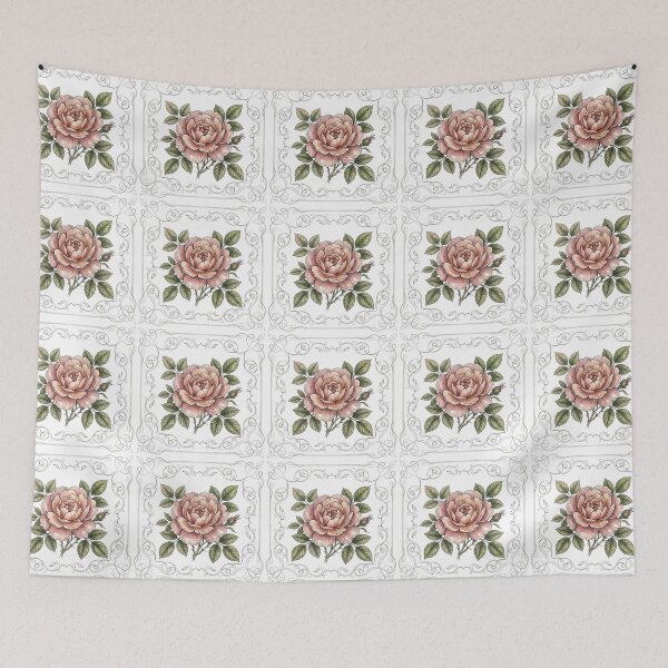 Item preview, Vintage Watercolor Wild Rose Botanical Tile designed and sold by 0Zetgest.