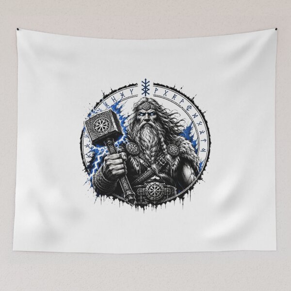 Item preview, Odin God of War | Norse Viking God | Blue Rune Warrior designed and sold by Bizon2910.