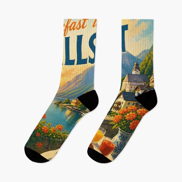 Item preview, Hallstatt, Austria: Vintage-Style Painterly Travel Poster designed and sold by LSVart.
