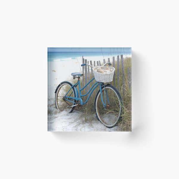 Item preview, Blue Bicycle Leaning on a Beach Fence designed and sold by Maria Dryfhout.