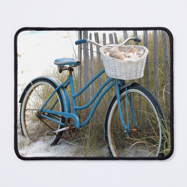 Item preview, Blue Bicycle Leaning on a Beach Fence designed and sold by Maria Dryfhout.