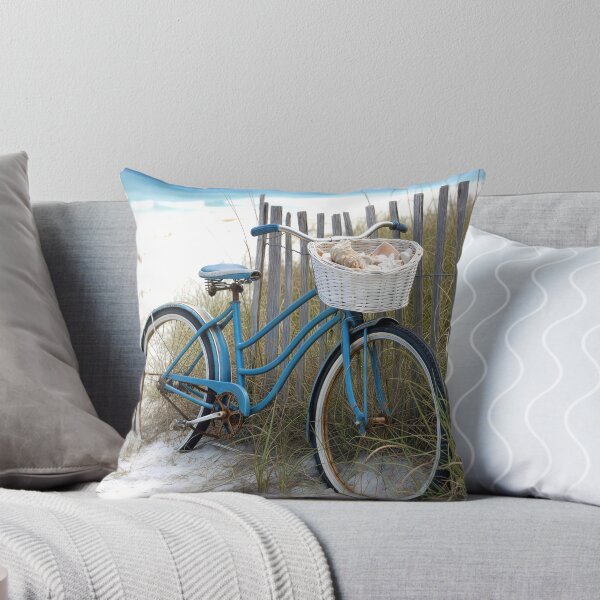 Item preview, Blue Bicycle Leaning on a Beach Fence designed and sold by Maria Dryfhout.