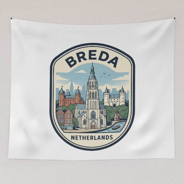Item preview, Vintage Breda Netherlands City Skyline Travel Badge designed and sold by k3rstman1.