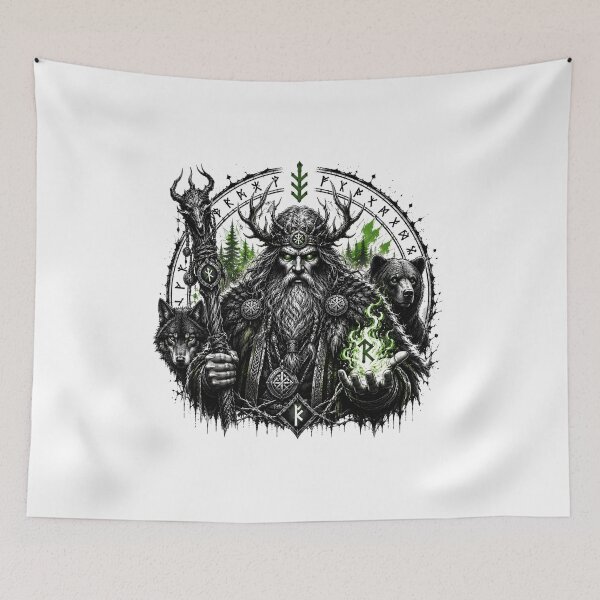 Item preview, Odin Allfather | Norse God of Magic & Runes | Viking Green Power designed and sold by Bizon2910.