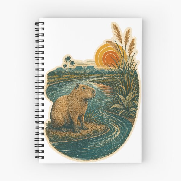 Item preview, Capybara in the Floodplain River Wild Animal Nature Illustration designed and sold by VisualArtsOasis.