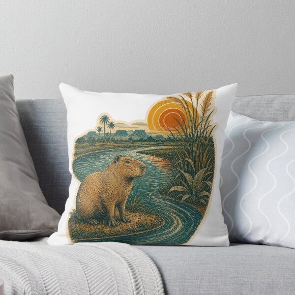 Item preview, Capybara in the Floodplain River Wild Animal Nature Illustration designed and sold by VisualArtsOasis.