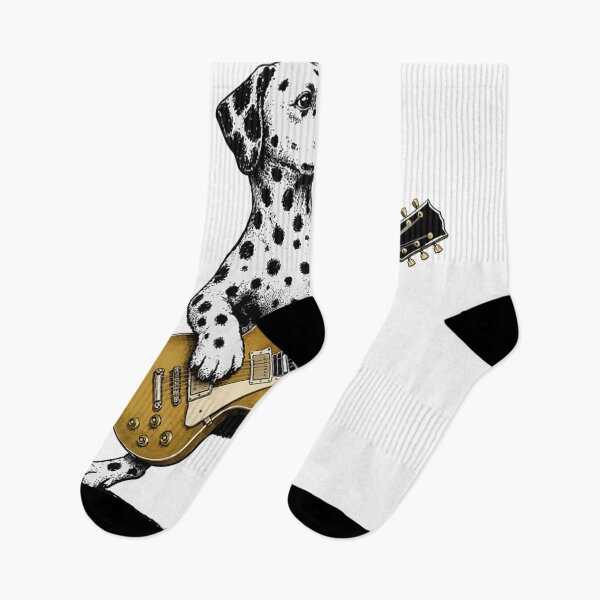 Item preview, Cute Dalmatian Dog Playing Gold Electric Guitar Vintage Rock Star Musician designed and sold by LizzyKeiko.